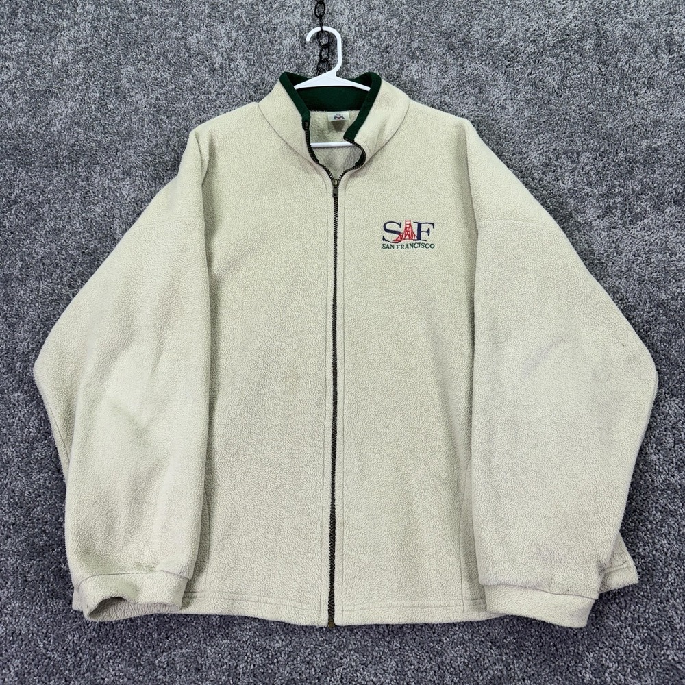 Vtg San Francisco Jacket Mens XL Fleece Full Zip Stand Collar USA City Logo